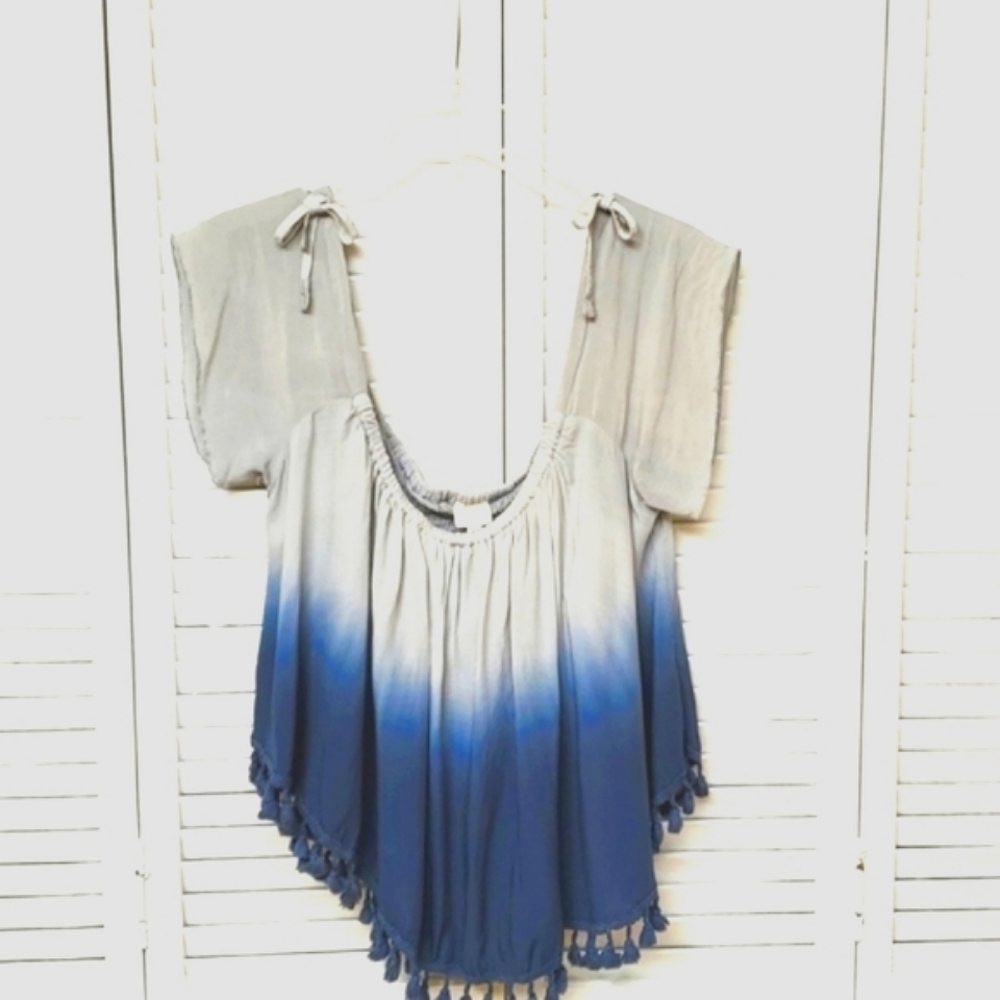 Surf Gypsy Blue Ombre` Off The Shoulder Top Size S